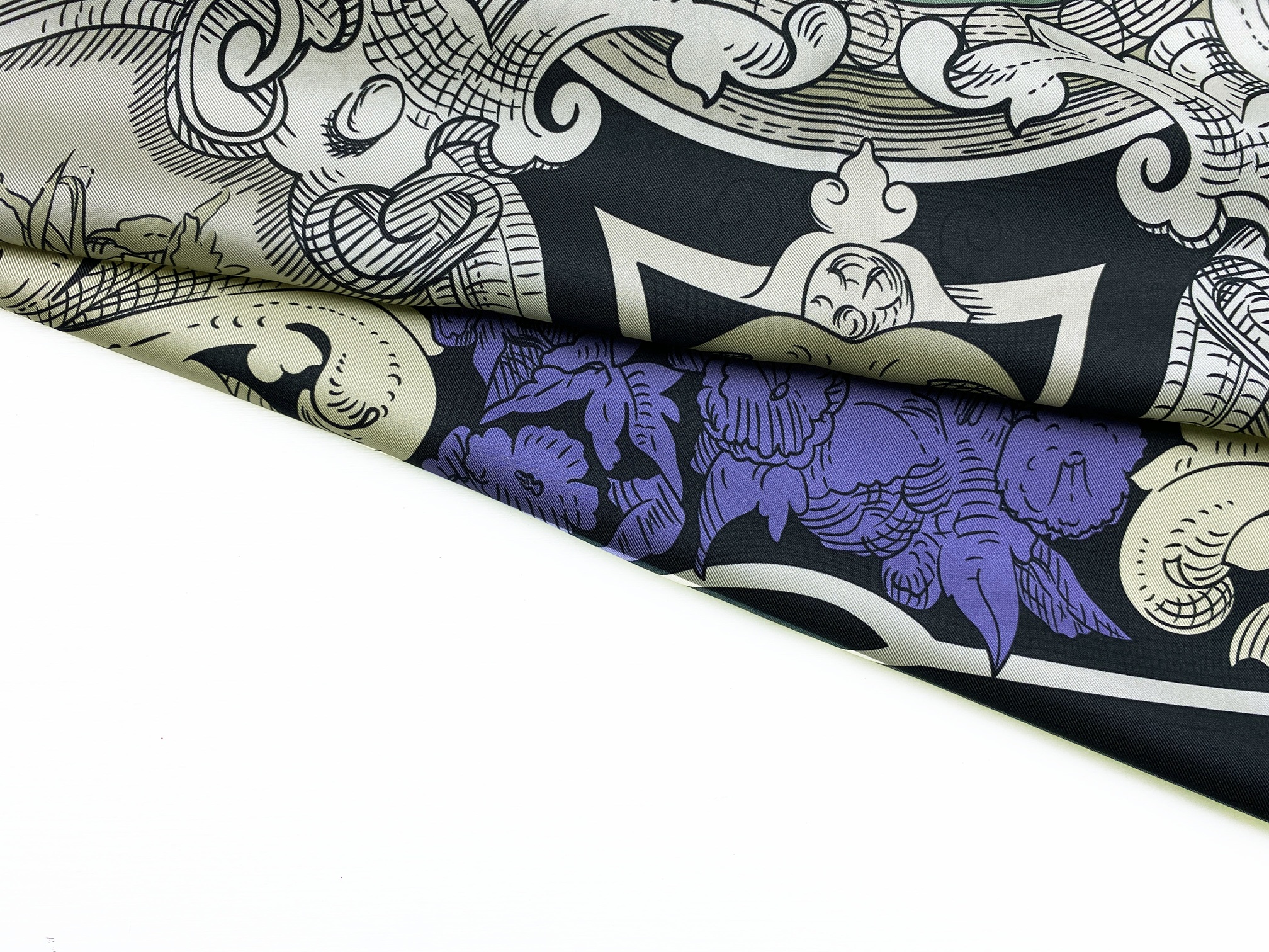 Ткань Шёлк чёрного цвета с принтом цветы 46802 4