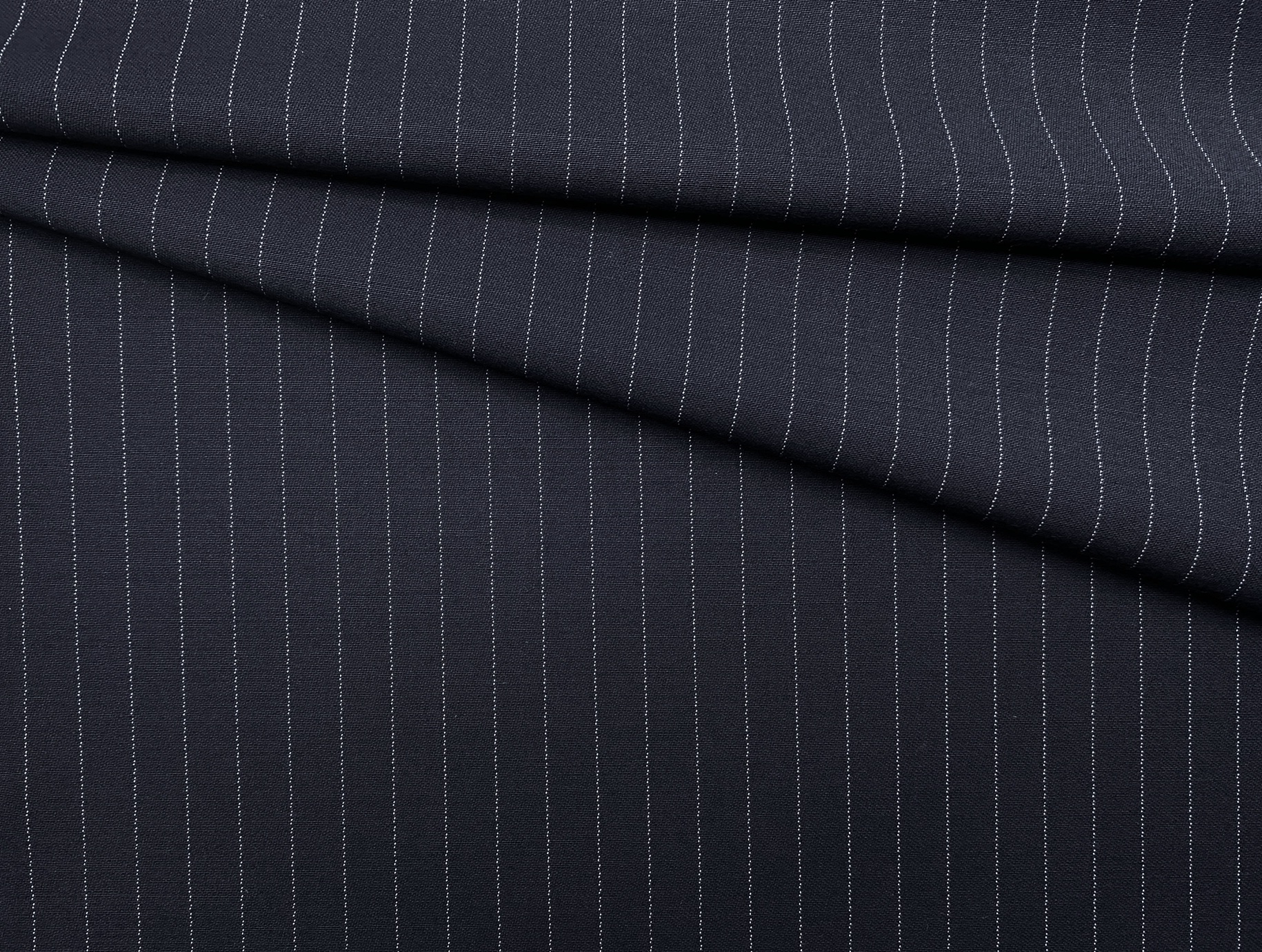 Ткань Костюмная тёмно-синего цвета в белую полоску 49480 1