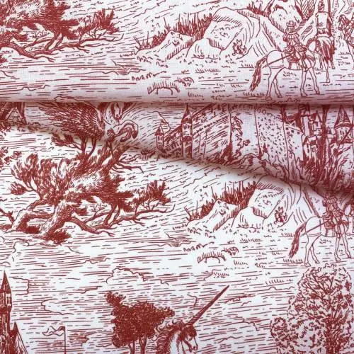 Ткань Поплин  белого цвета с принтом в стиле Де Жуи 14336